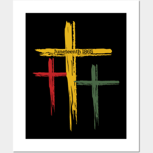 Black Christian Cross Juneteenth 1865 Posters and Art